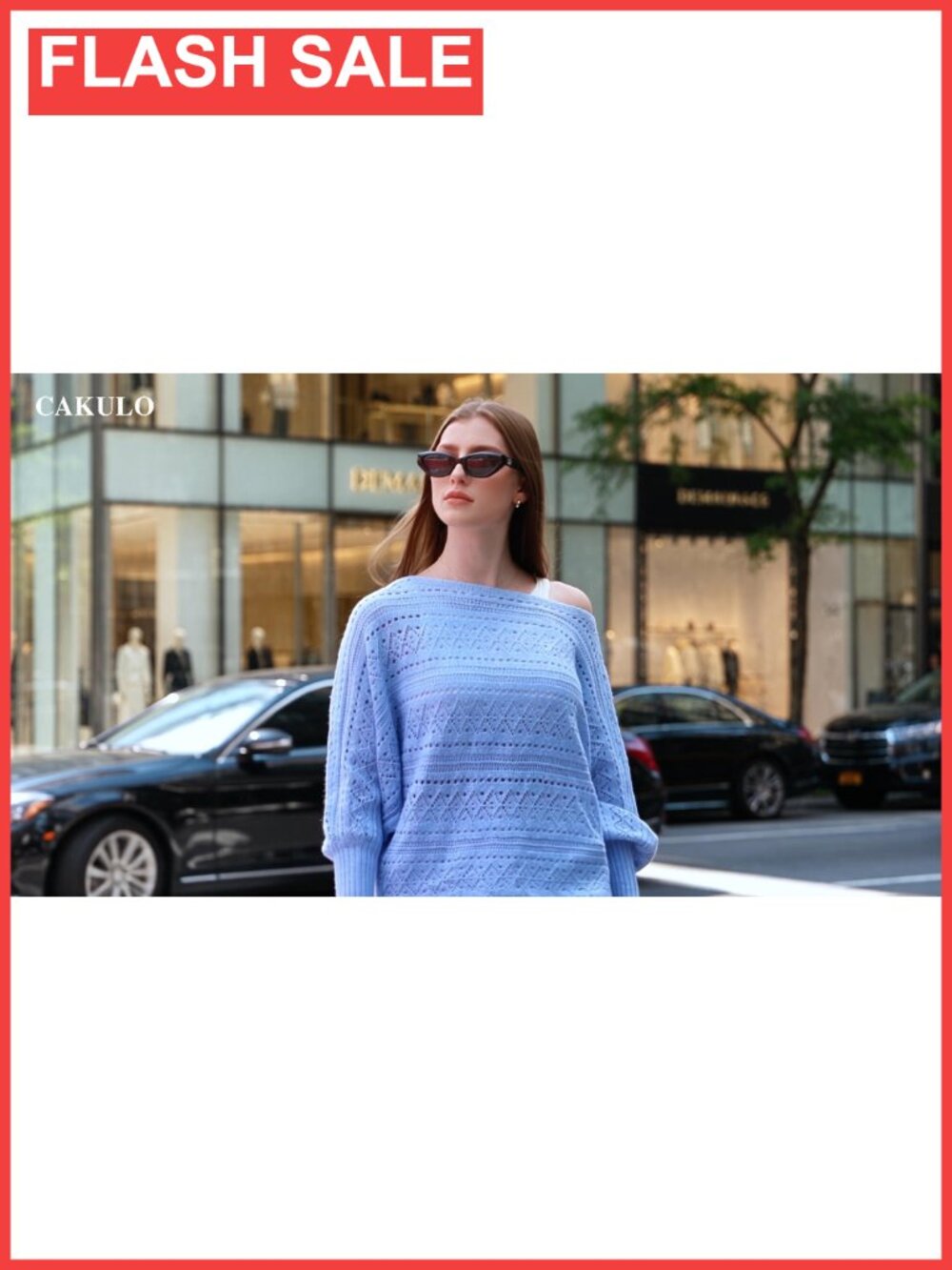 Womens Off Shoulder Oversized Crochet Knit Pullover Sweater Batwing Sleeve - Picture 6 of 6